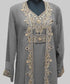 Gray color luxurious Full Sleeves Handmade Two Piece Jacket Style Moroccan Kaftan.