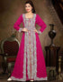 Magenta Gown Style Kaftan Dress With Embroidery