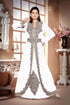 Off-White color luxurious Handmade Moroccan Kaftan with hijjab