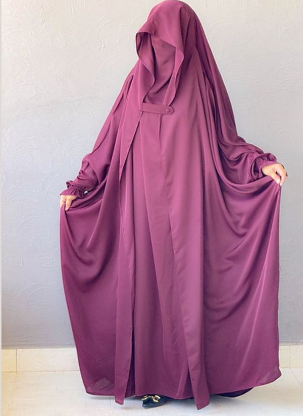 Saudi or Irani Jilbab Full Length Wine and Noise Pc Firdous Fabric