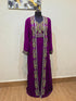 Wine color luxurious Full Sleeves Handmade Two Piece Jacket Style Moroccan Kaftan.
