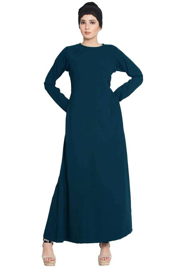 PLAIN DARK TEAL KASHIBO A-LINE ABAYA