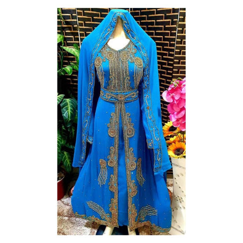 Sky Blue Georgette Zardosi Work Kaftan