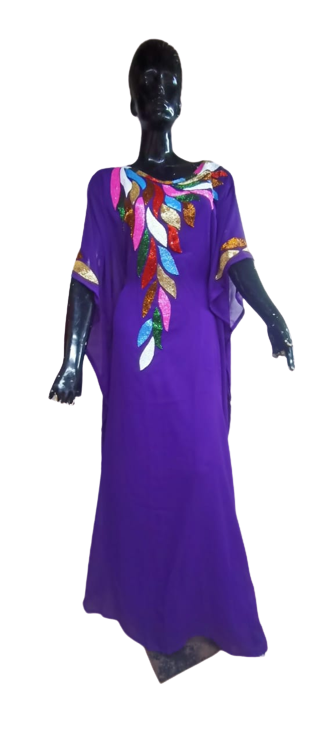 PURPLE EMBROIDERED GEORGETTE ISLAMIC KAFTAN