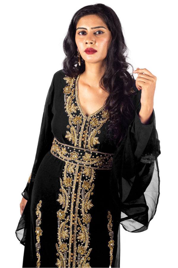 Black Moroccan Party Wear Kaftan for Women