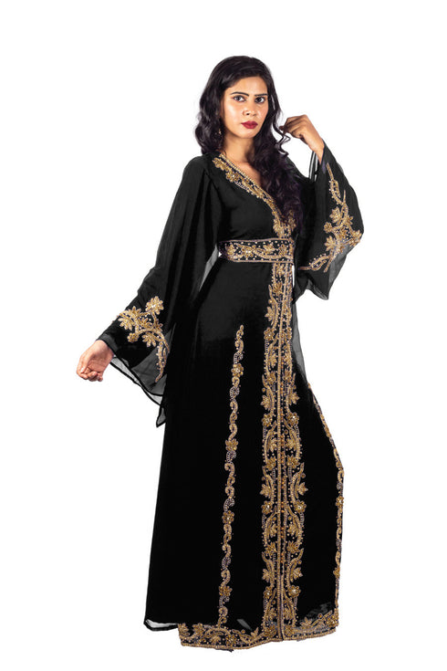 Black Moroccan Party Wear Kaftan for Women