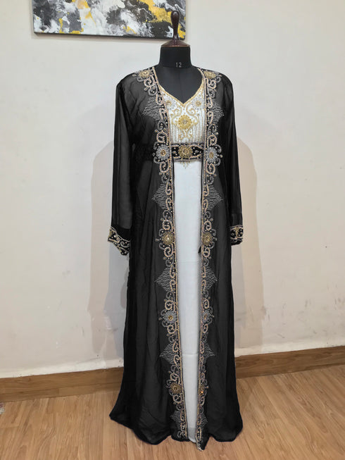 Black Georgette Embroidered Zari Work Islamic Clothing
