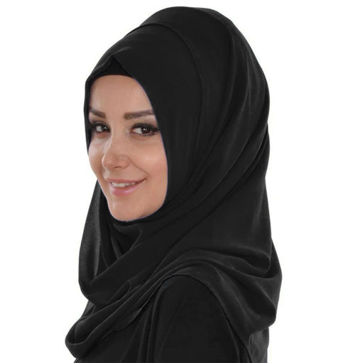 Black embroidered georgette islamic-kaftans with hijab