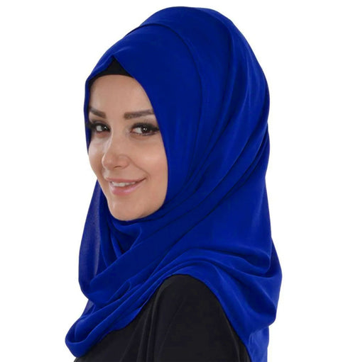 Royal Blue luxurious Bell Sleeves Moroccan Kaftan With Sun Proof Hijab.