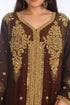 Brown Dubai Moroccan Kaftan Farasha Abaya Maxi Modern Fancy Floor Length Dress