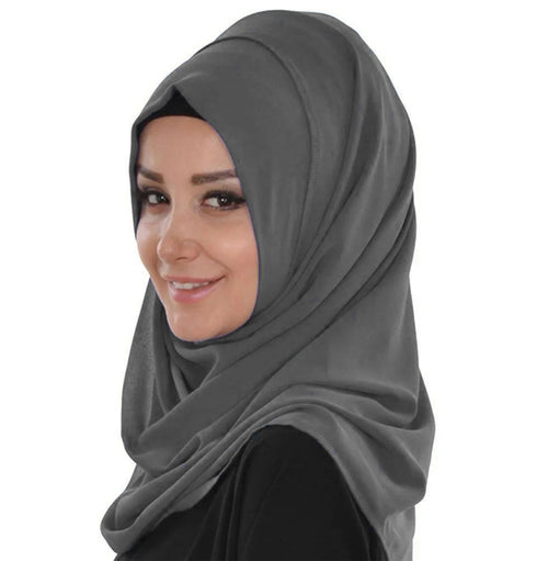 Grey color luxurious full sleeves Handmade Moroccan Kaftan with Sun-proof hiijab.