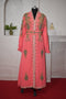 Peach color Zari Stone Work Georgette Islamic Style Beads Embedded Partywear Kaftan Long Gown Evening wear Dubai kaftan