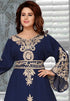 Navy Blue Georgette Aari Work Kaftan