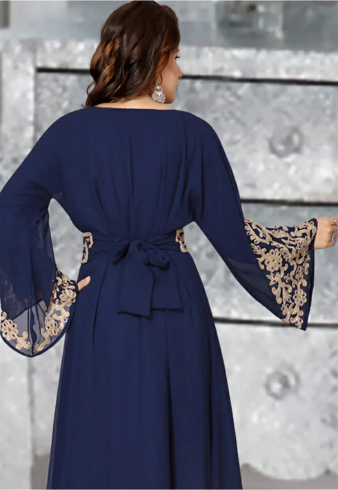 Navy Blue Georgette Aari Work Kaftan