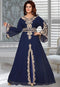 Navy Blue Georgette Aari Work Kaftan