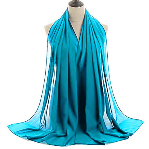 Turquoise embroidered georgette islamic kaftans With Sun-proof hijab.