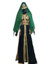 GREEN ZARI WORK STONES & BEADS EMBELLISH GEORGETTE ISLAMIC STYLE ARABIAN MAXI PARTYWEAR KAFTAN