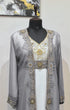 Gray & White color luxurious Full Sleeves Handmade Two Piece Jacket Style Moroccan Kaftan.