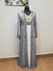Gray & White color luxurious Full Sleeves Handmade Two Piece Jacket Style Moroccan Kaftan.