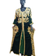 GREEN ZARI WORK STONES & BEADS EMBELLISH GEORGETTE ISLAMIC STYLE ARABIAN MAXI PARTYWEAR KAFTAN