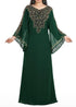 green georgette moroccan islamic dubai kaftan farasha zari and stone work dress