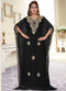 Black embroidered georgette islamic-kaftans With Sun-proof hijab.