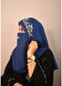 Blue luxury bridal wedding wear hijab scarf with handwork naqab