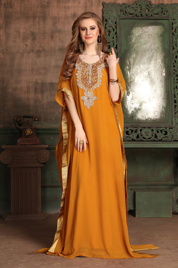Orange georgette designer kaftan