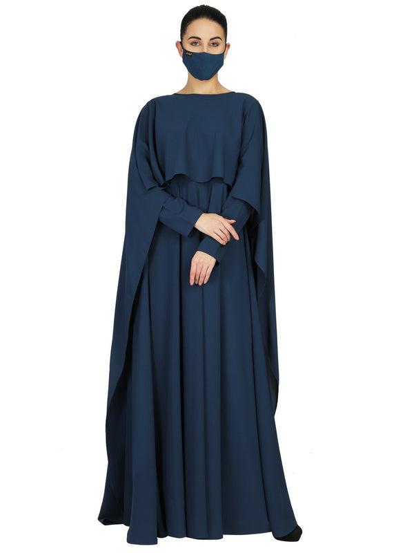 Teal princes abaya dress in dual layer