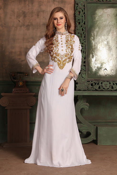 White Designer Kaftan Dress