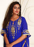 Royal blue designer arabic embroidery takchita kaftan for womens
