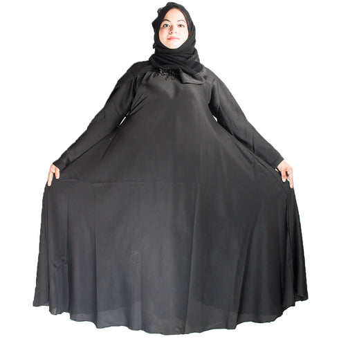 Black plain art silk abaya