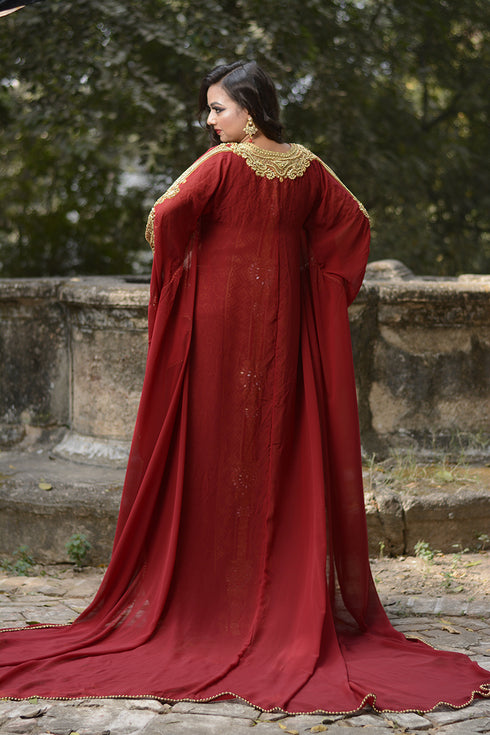 Maroon designer israeli kaftan