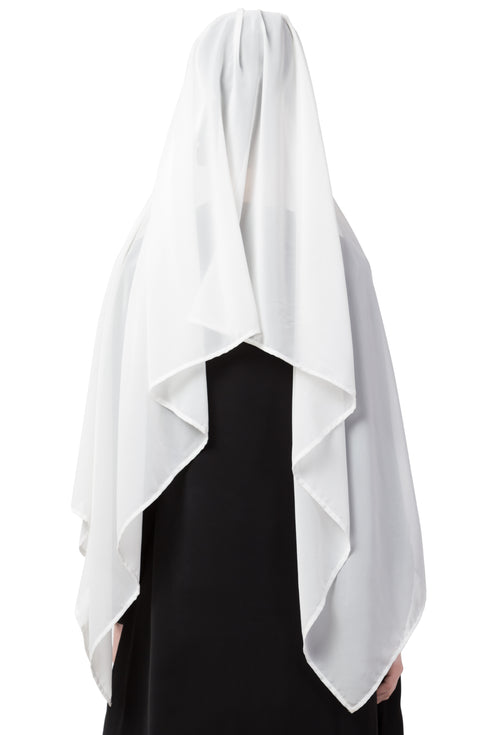 White Embroidered Polyester Hijab
