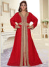 Red embroidered georgette islamic-kaftans With Sun-proof hijab.