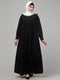 Black waist frill cuff sleeves flare abaya with hijab