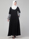 nazneen designer black nida abaya - keffiyeh print on sleeves, includes hijab