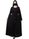 Black designer abaya with pleats & belt