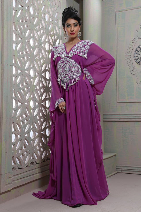 Classy purple designer butterfly kaftan