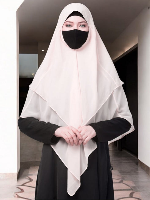 Jade multi layered triangular instant hijabkhimar in georgette
