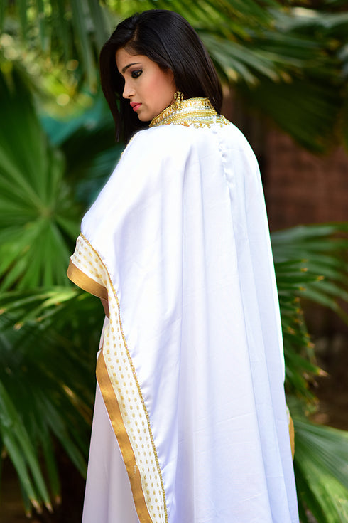 Smart white designer arabic caftan dress