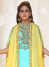 Yellow embroidered georgette islamic-kaftans