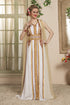 White and beige moroccan caftan