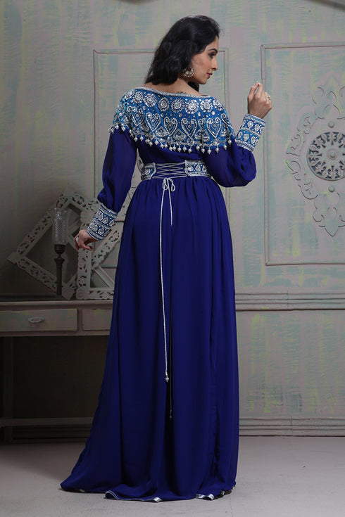 Tantalizing blue maxi full sleeve kaftan