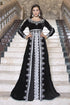 Kaftan thread work black arabic evening dress