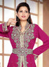 pink embroidered georgette islamic kaftan With Sun-proof hijab.