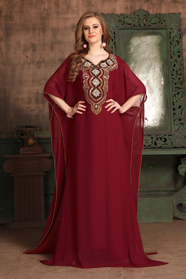 Maroon takchita kaftan