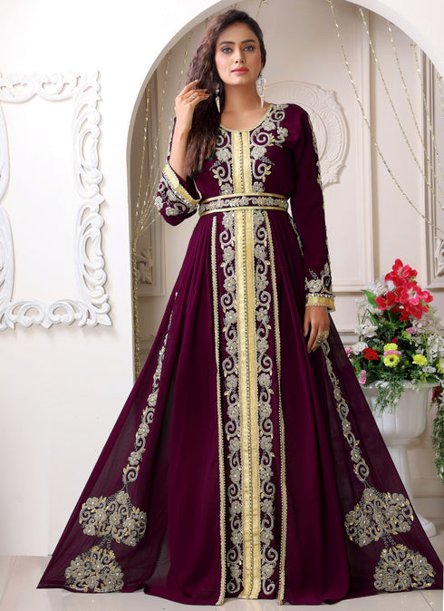 Arabic violet wedding designer moroccan kaftan
