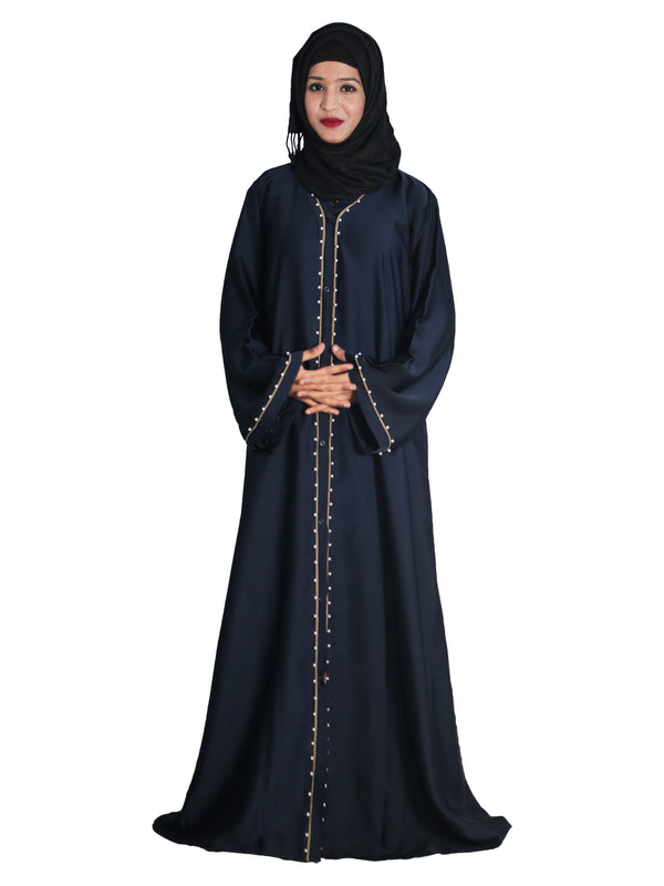 Blue Embroidered Nida Ramadan Islamic Abaya