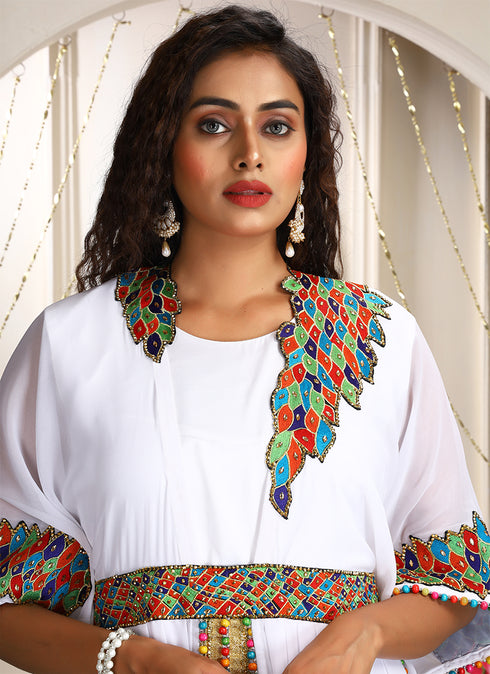 White moroccan embroidery kaftan for women dubai kaftan
